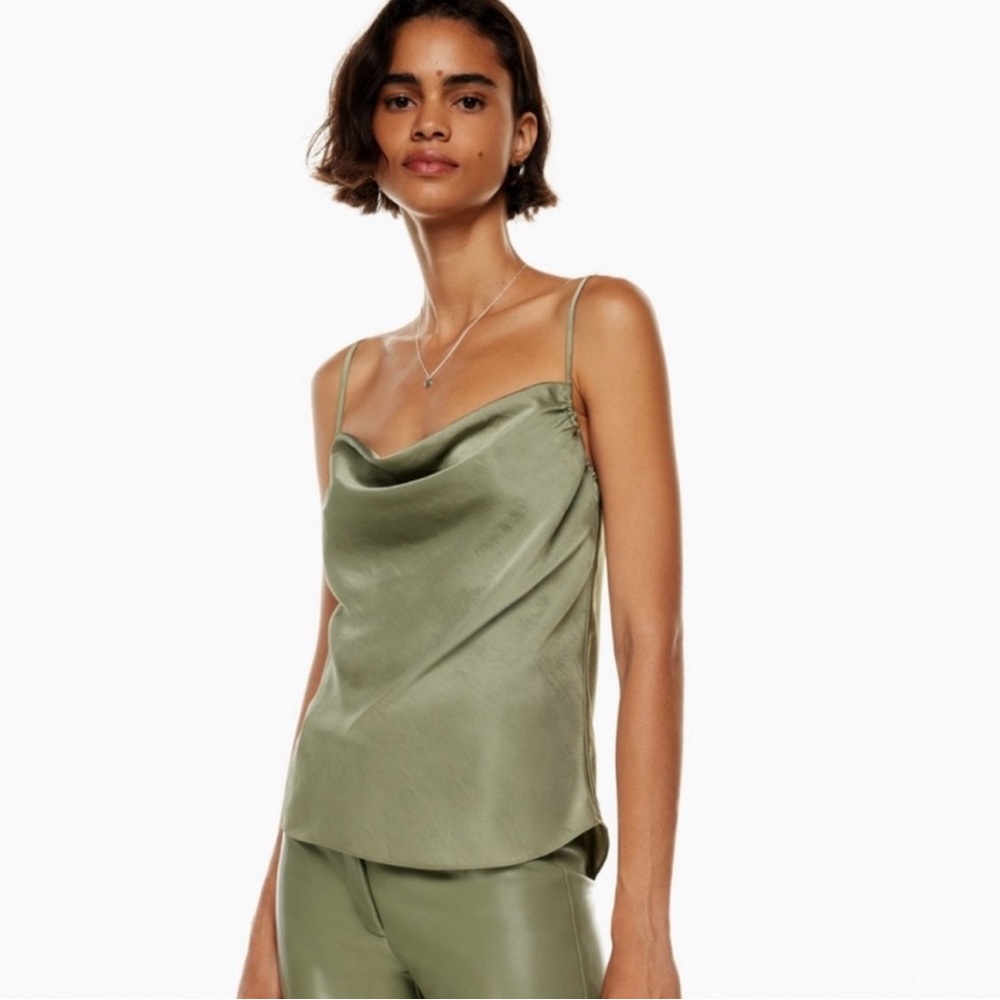 Like New Moss Green Wilfred Satin Cami Cowl Neck S